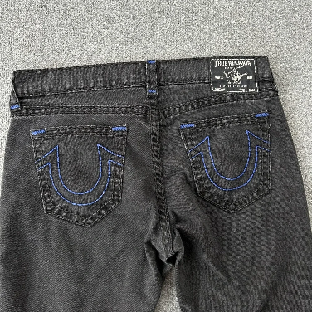 True Religion Rocco Jeans‎ Mens 37x31 Black Relaxed Skinny Contrast Stitch Denim